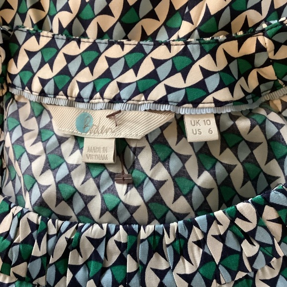 Boden Carey Silk Blend Top Blouse Blue/Green/Cream Size 6 - Picture 5 of 7